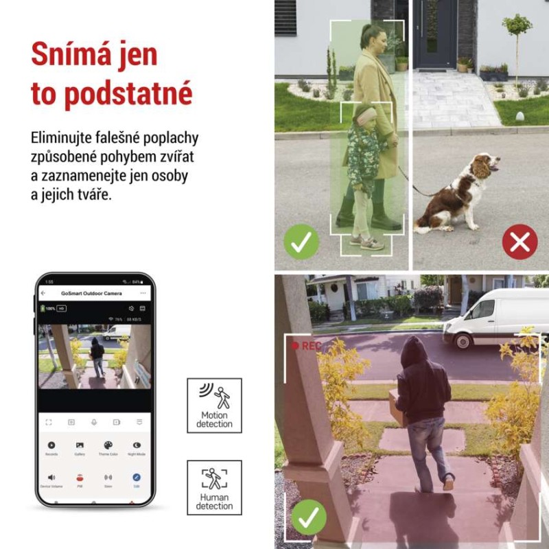 GoSmart Venkovní bateriová kamera IP-600 EYE s WiFi a solárním panelem