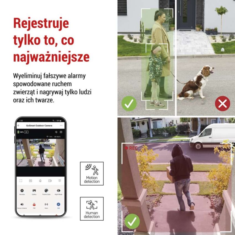 GoSmart Kamera zewnętrzna IP-600 EYE z WiFi, akumulatorem i panelem solarnym