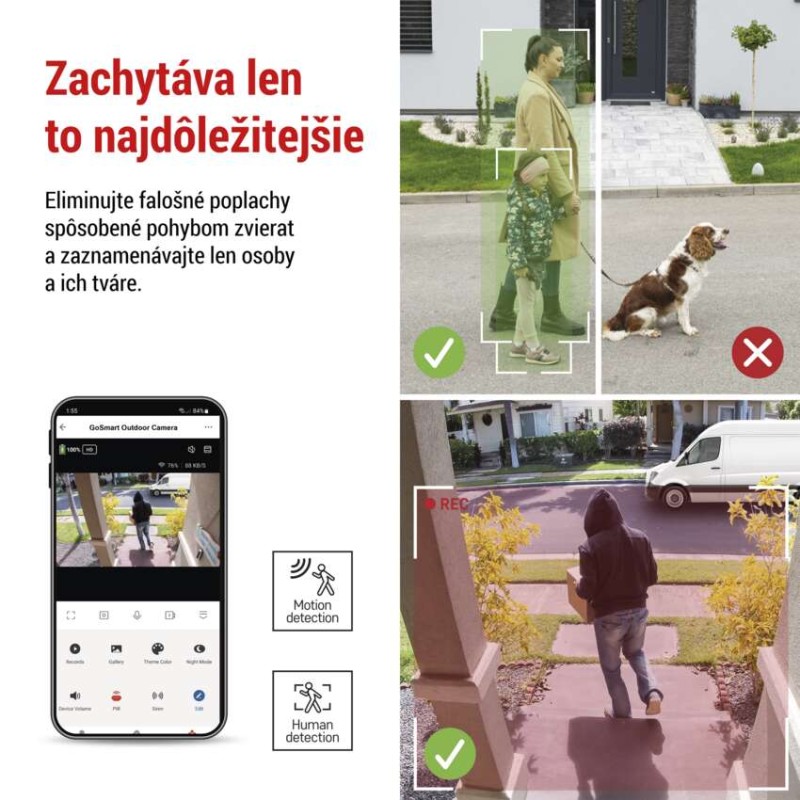 GoSmart Vonkajšia batériová kamera IP-600 EYE s WiFi a solárnym panelom