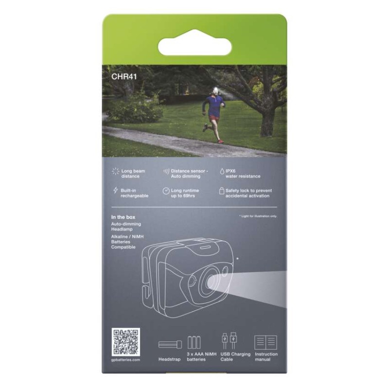 GP Latarka czołowa LED ładowalna Discovery CHR41, 300 lm