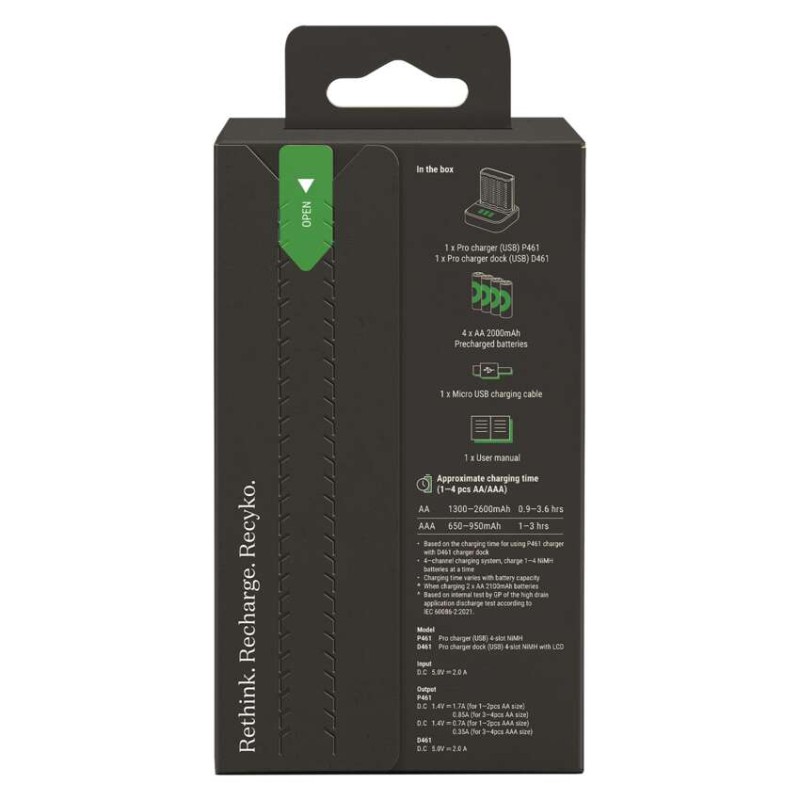 GP Ładowarka Recyko Pro P461 + 4× AA + Dock /*MPP