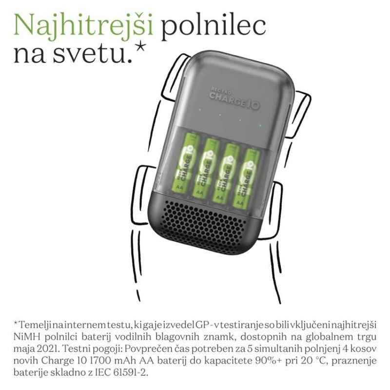 GP polnilec baterij Charge 10 S491 + 4× AA