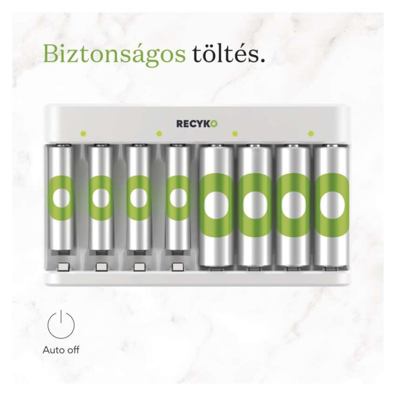 GP Akkumulátor töltő Eco E821 + 4× AA 2100 + 4× AAA 850
