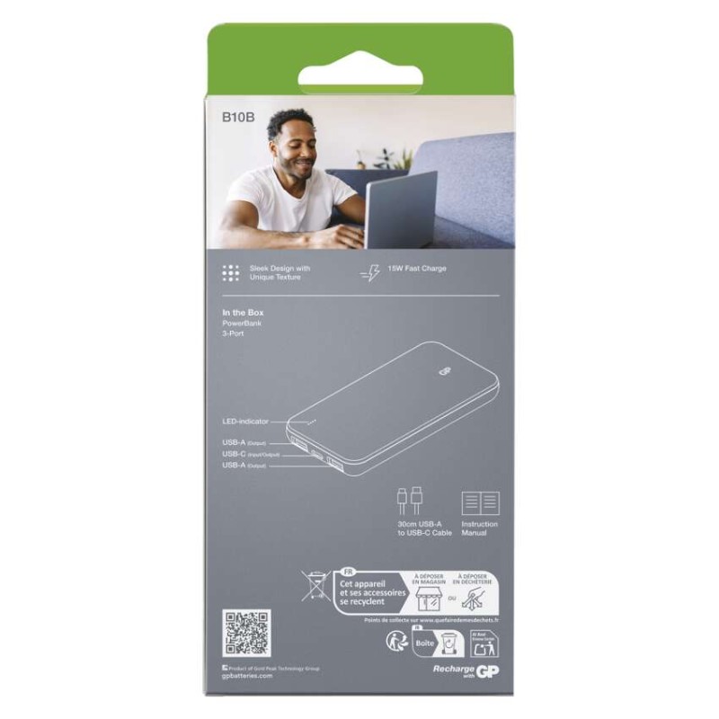 GP Powerbank B+ Series 10000mAh, 15 W, granatowy