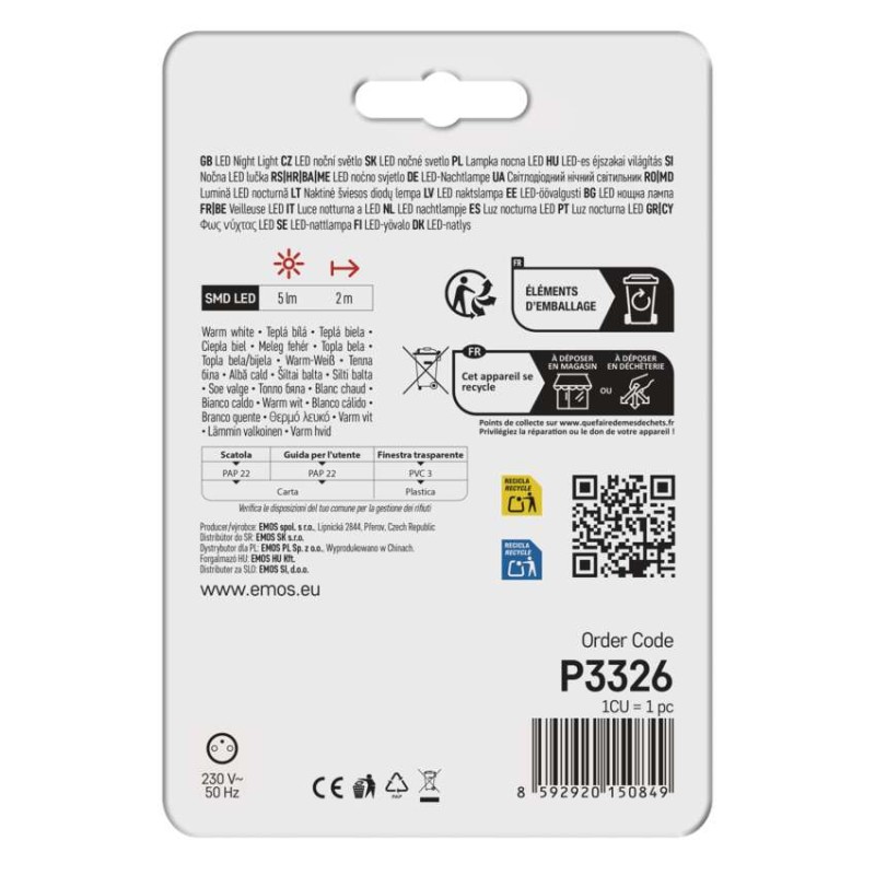 Lampka nocna LED do gniazdka 230 V