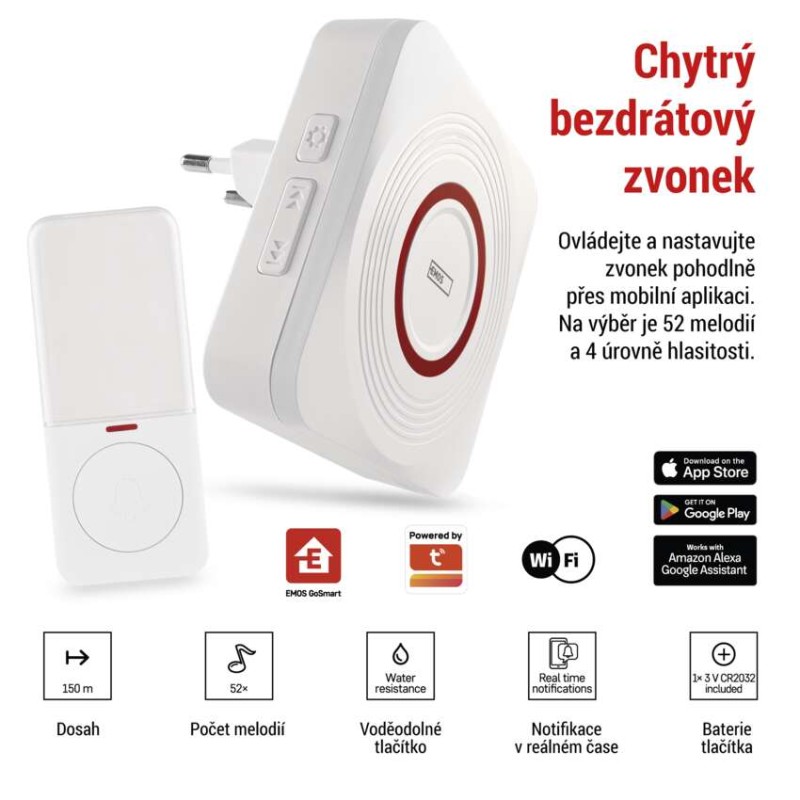 GoSmart Domovní bezdrátový zvonek P5735WS do zásuvky s WiFi