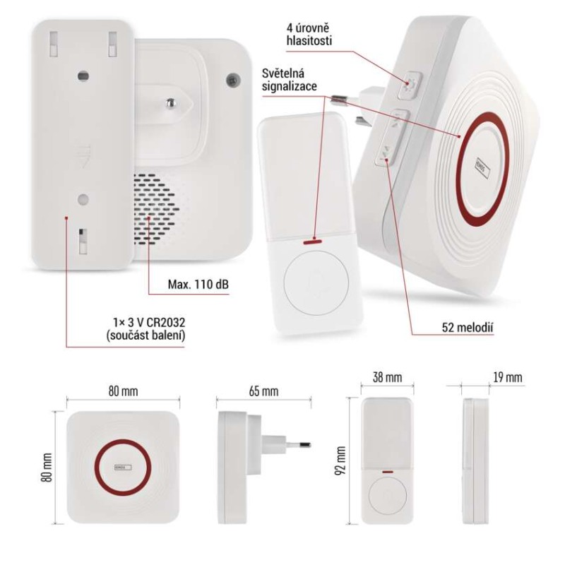 GoSmart Domovní bezdrátový zvonek P5735WS do zásuvky s WiFi