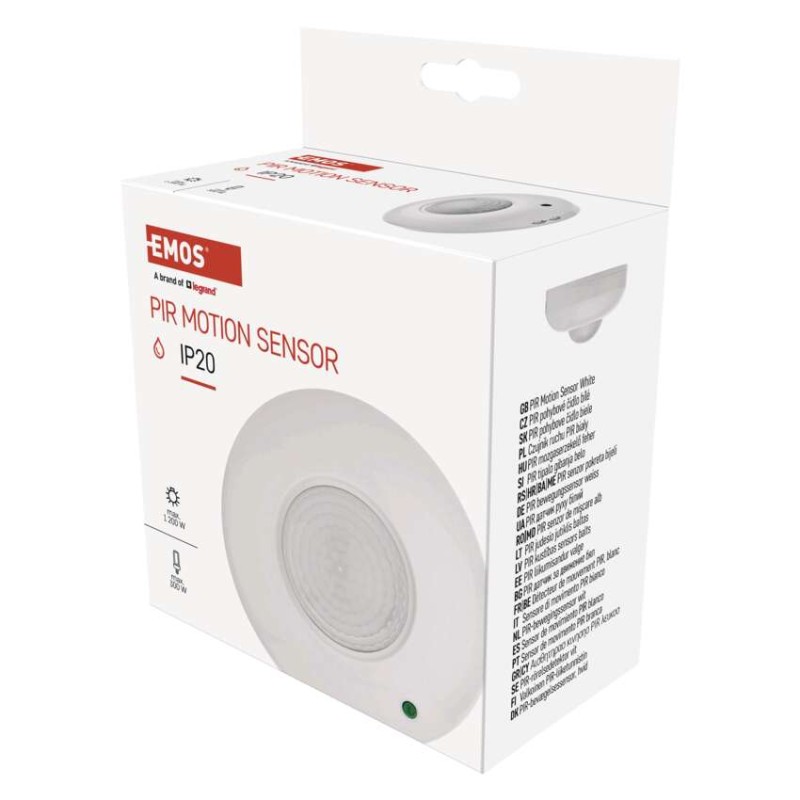 PIR senzor (pohybové čidlo) IP20 1200W, biely