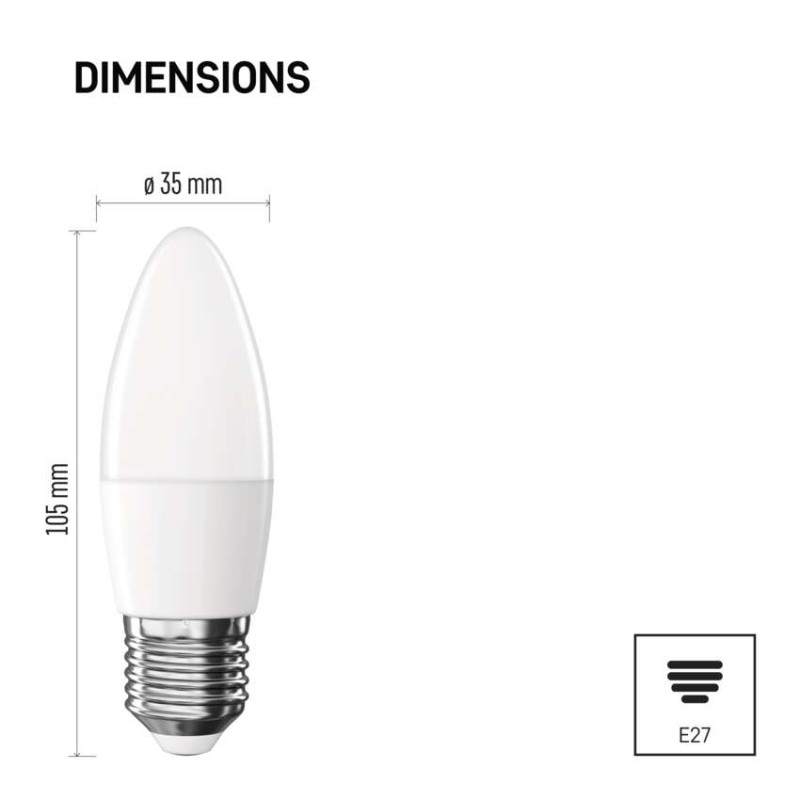 LED izzó Classic gyertya / E27 / 2,6 W (32 W) / 350 lm / természetes fehér