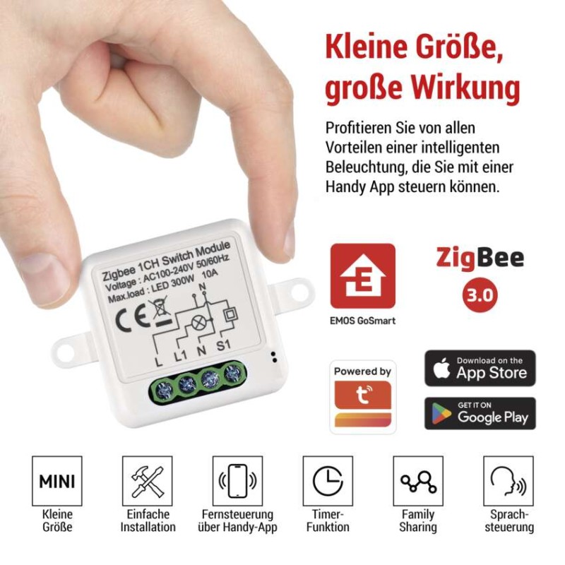 GoSmart Schaltermodul IP-2101SZ, ZigBee, 1-Kanal