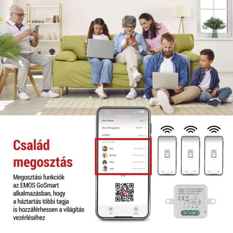 GoSmart kapcsolómodul IP-2101SZ, ZigBee, 1 csatornás