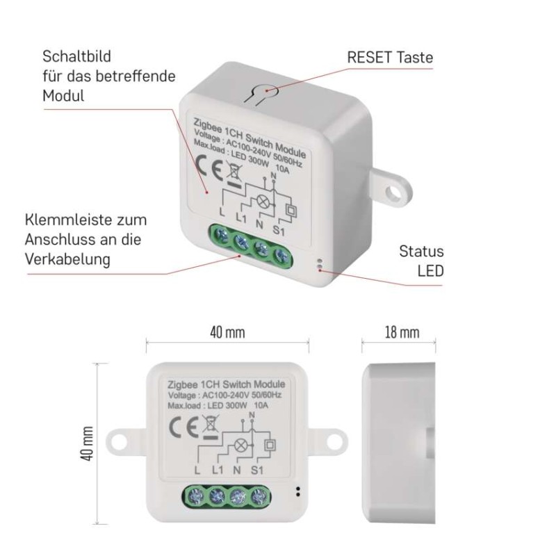 GoSmart Schaltermodul IP-2101SZ, ZigBee, 1-Kanal