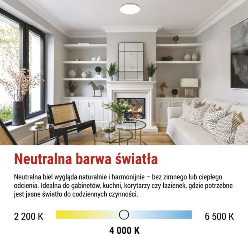 Oprawa sufitowa LED TIVI, okrągła biała 19W, IP44, neutralna biel