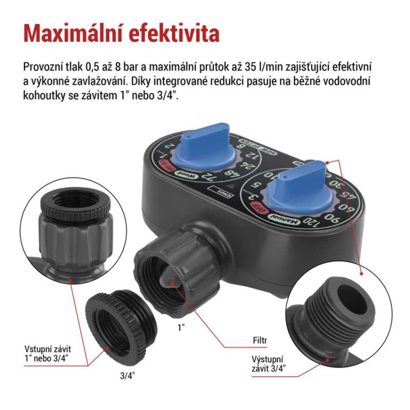 Mechanické zavlažovací hodiny, 1 výstup