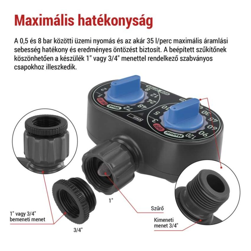 Mechanikus öntöző időzítő, 1 kimenet