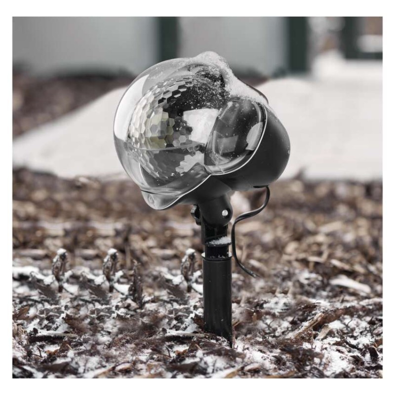 LED dekoratívny projektor – padajúce vločky, vonkajší aj vnútorný, biela