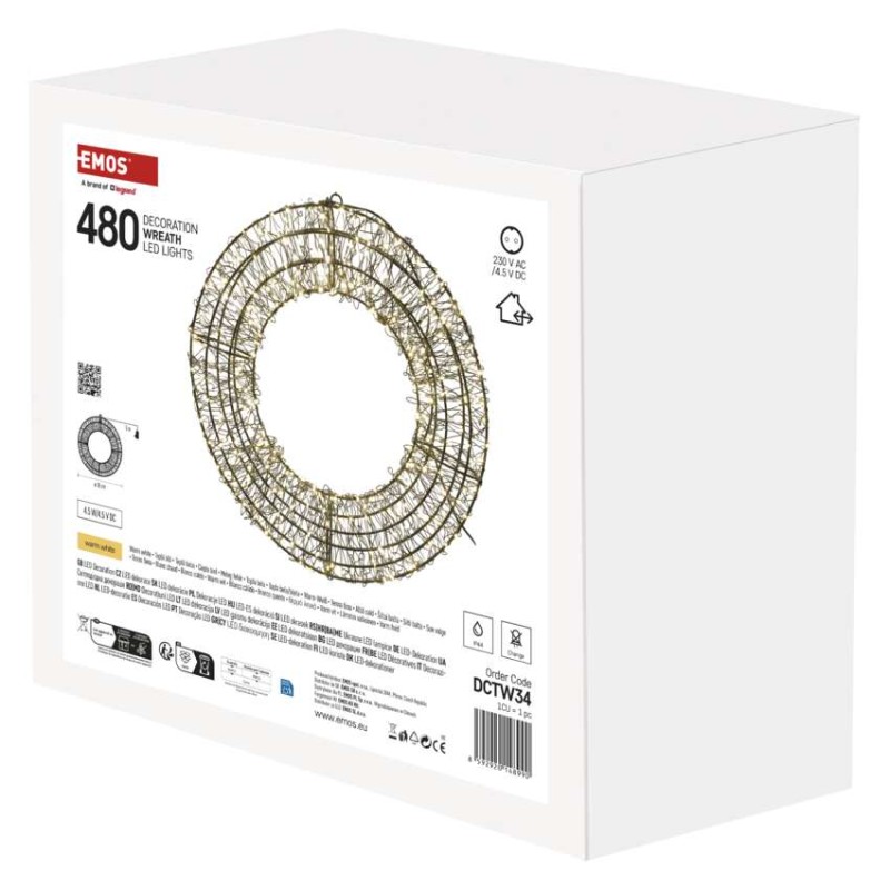 LED vianočný veniec – 480 LED, vonkajší aj vnútorný, teplá biela