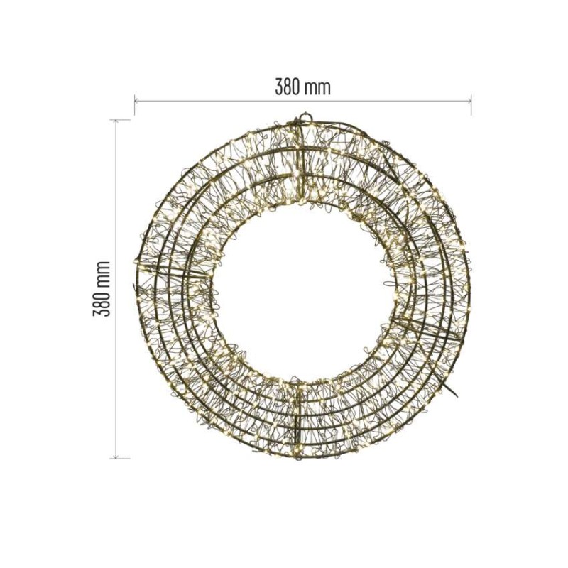 LED vianočný veniec – 480 LED, vonkajší aj vnútorný, teplá biela
