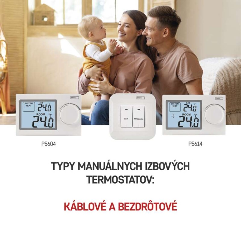 Izbový manuálny drôtový termostat P5604