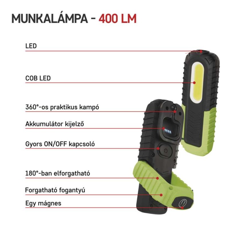 EMOS Akkumulátoros COB LED lámpa 400lm