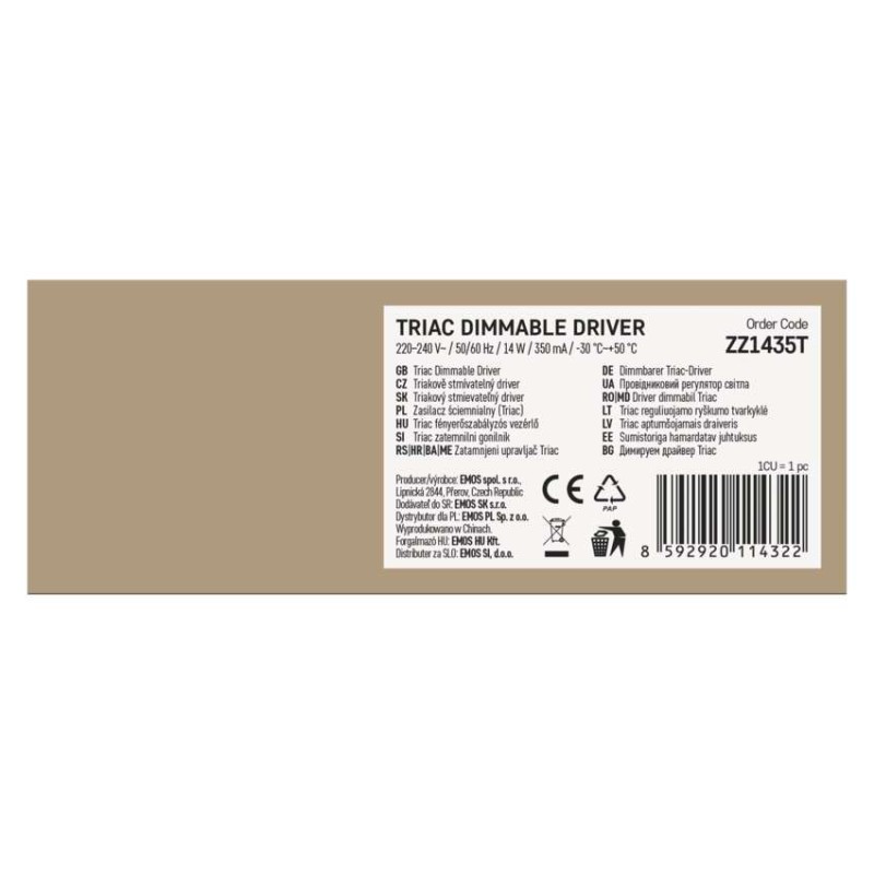 Triac dimmelhető meghajtó LED lámpatesthez 350mA 14W