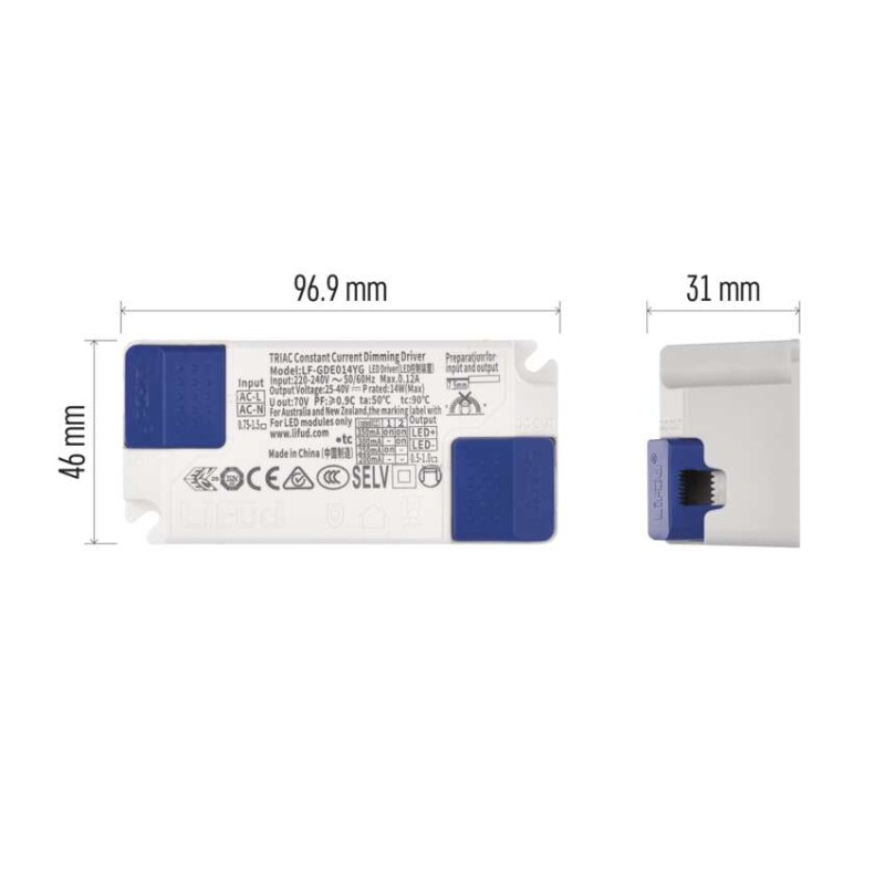 Triac dimmelhető meghajtó LED lámpatesthez 350mA 14W