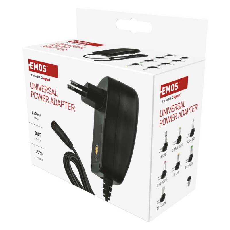 Zasilacz impulsowy 1500mA z wymiennymi końcówkami, USB