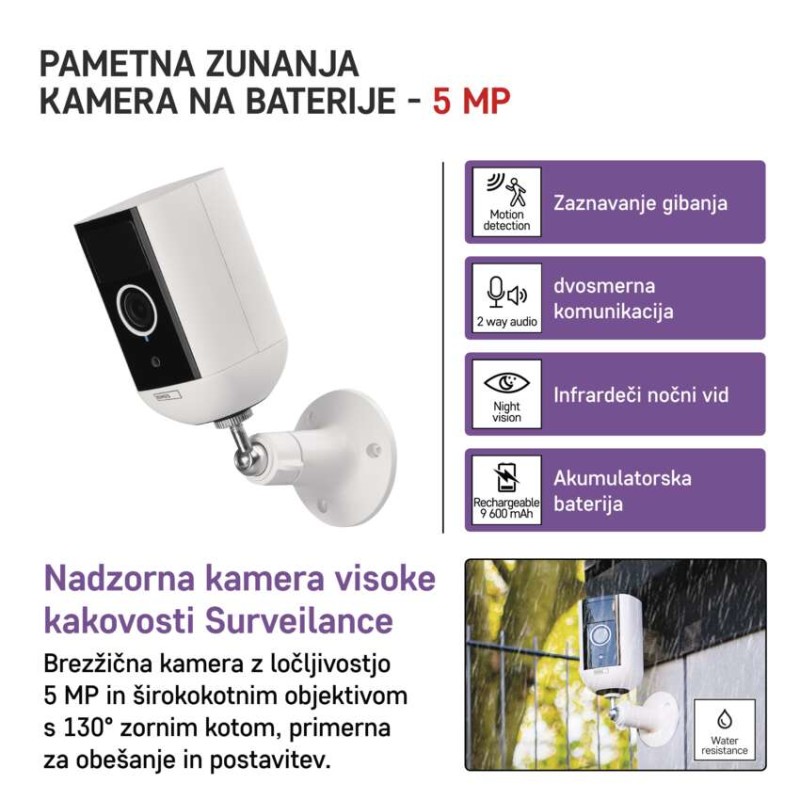 GoSmart Zunanja baterijska kamera IP-210 SNAP z WiFi