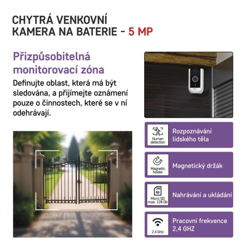 GoSmart Venkovní bateriová kamera IP-210 SNAP s WiFi