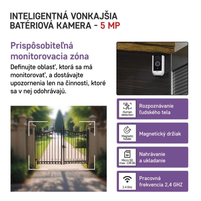 GoSmart Vonkajšia batériová kamera IP-210 SNAP s WiFi