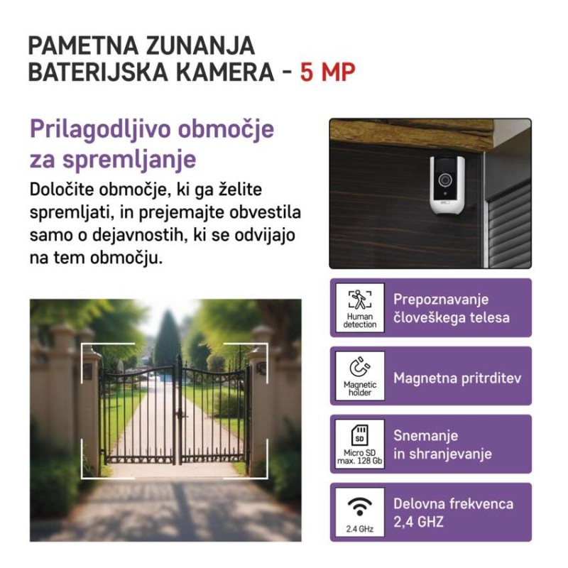 GoSmart Zunanja baterijska kamera IP-210 SNAP z WiFi