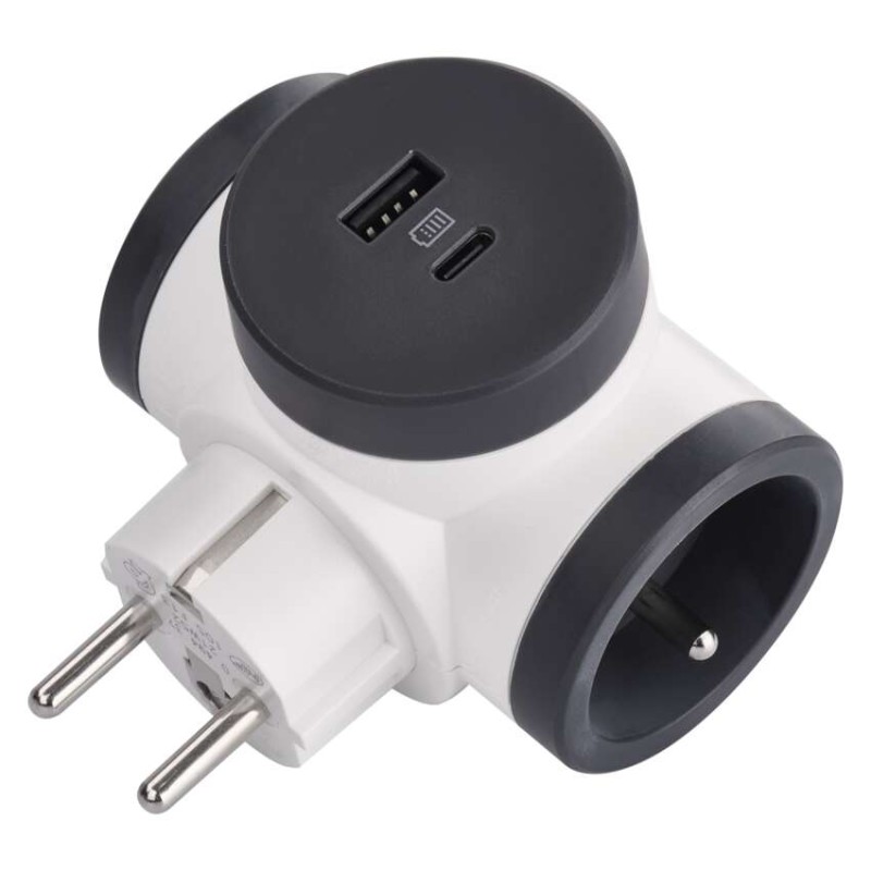 LEGRAND Revolution Rozbočovacia zásuvka 2×, 1× USB-A + 1×USB-C