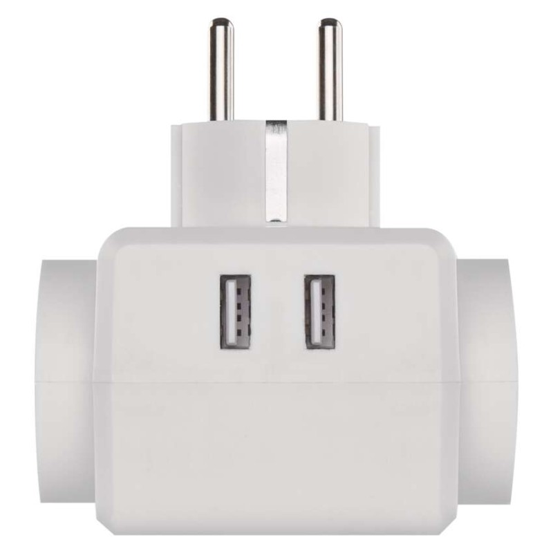 Rozgałęźnik 3× czarny, 2× USB