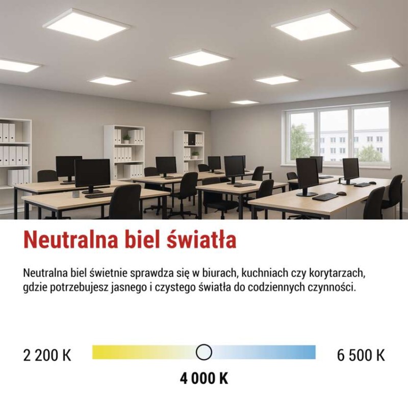 Panel LED natynkowy przysadzony  BAXXO 60×60 36W IP20 neutralna biel