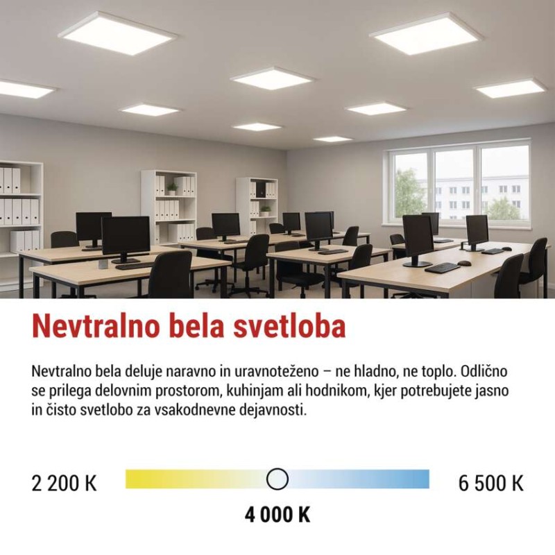 LED panel BAXXO priključen 60×60 36 W IP20 NW