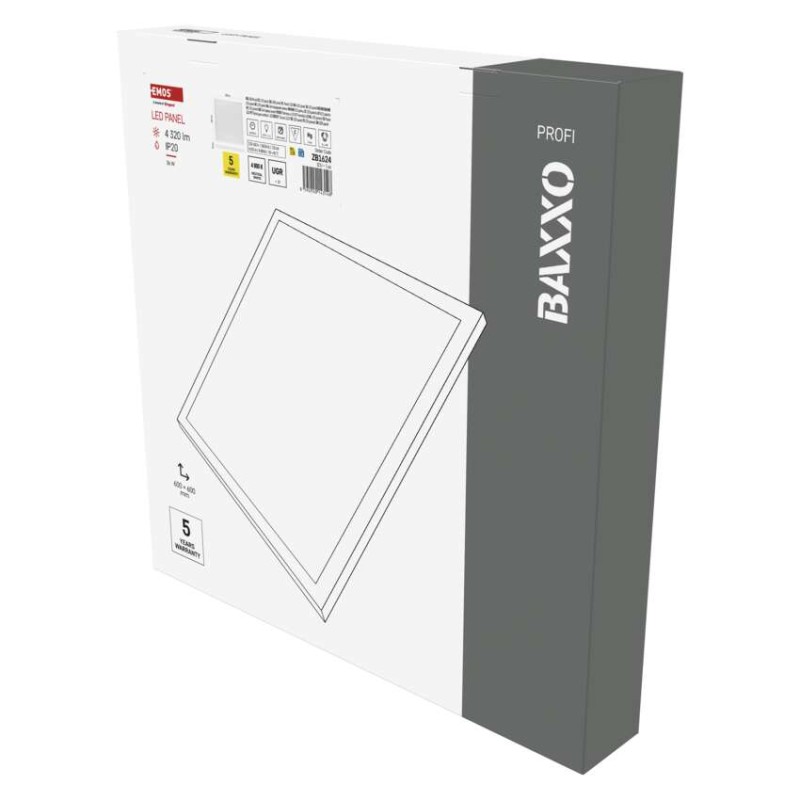 Panel LED natynkowy przysadzony BAXXO 60×60 36W IP20 neutralna biel UGR