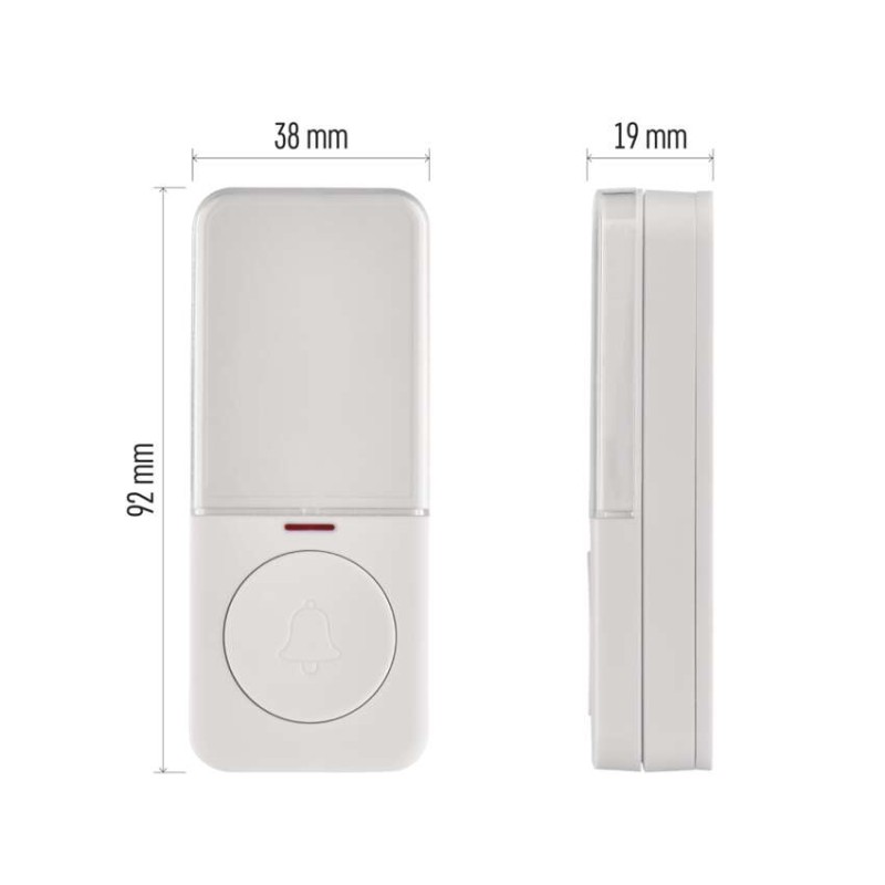 Zewnętrzny przycisk do dzwonka bezprzewodowego P5734, P5734B, 1x CR2032