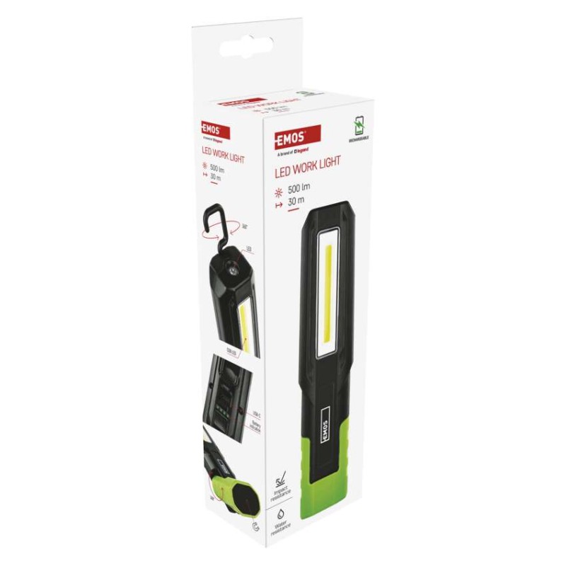 COB LED+LED nabíjecí svítilna P4546, 500 lm, 2000 mAh