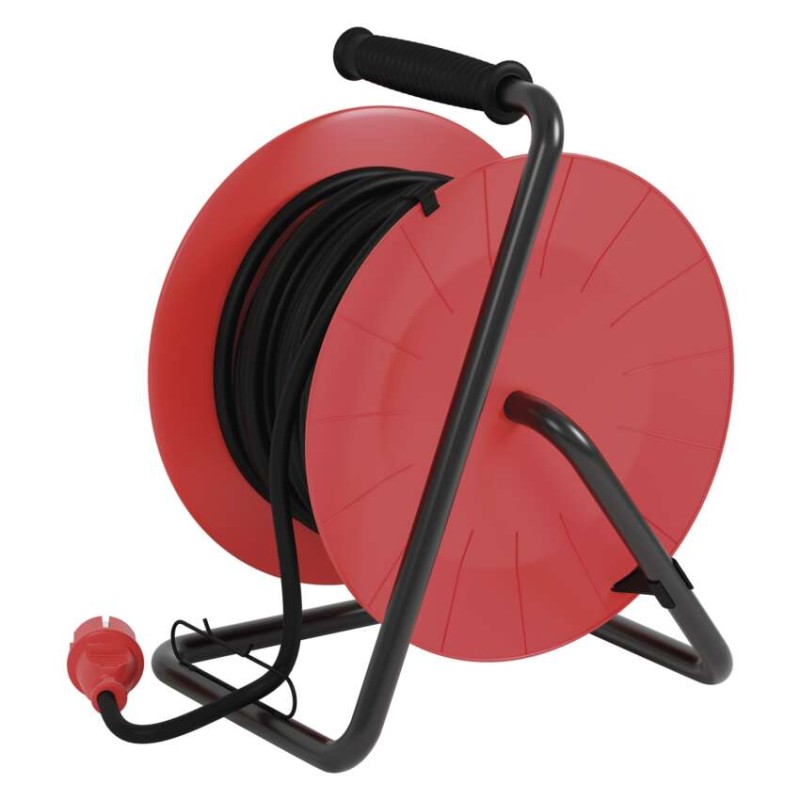 Kültéri kábeldob 25 m / 4 aljzat / fekete / gumi / 230 V / 2,5 mm2