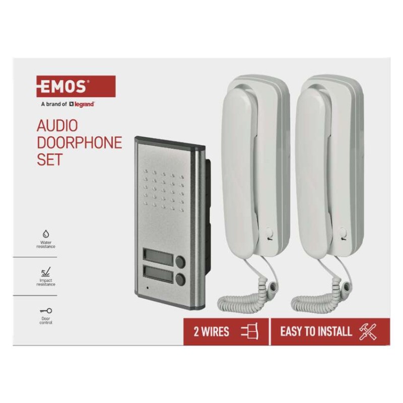 Sada domovního audiotelefonu H1086, 2 účastníci