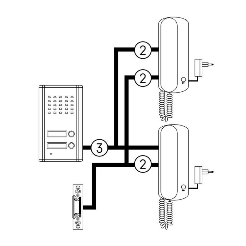 Sada domovního audiotelefonu H1086, 2 účastníci
