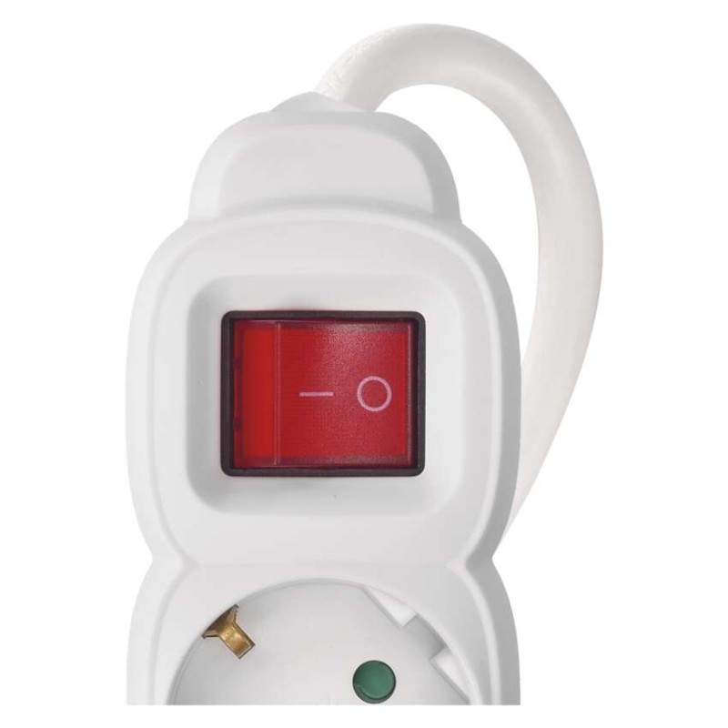 Ilgintuvas 3 m / 5 lizdai / su jungikliu / baltas / PVC / 1,5 mm2 