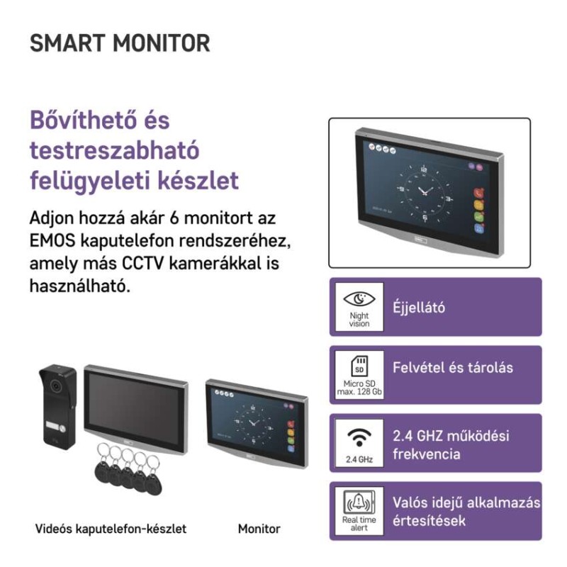 GoSmart Kiegészítő monitor IP-750B otthoni video kaputelefonhoz IP-750A 