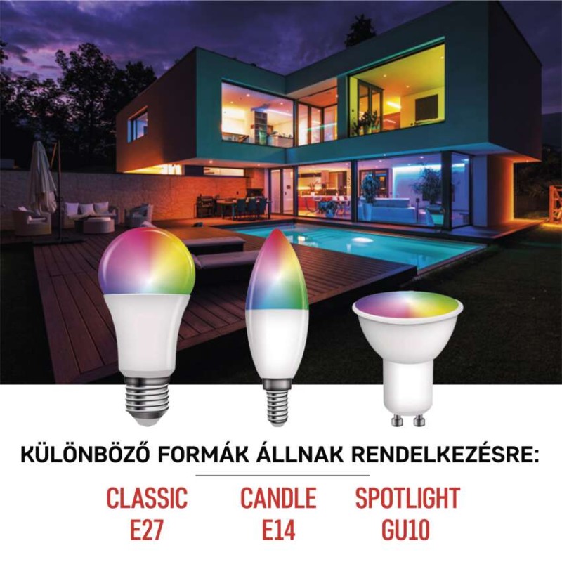 LED izzó GoSmart A60 / E27 / 9 W (60 W) / 806 lm / RGB / dimmelhető / WiFi