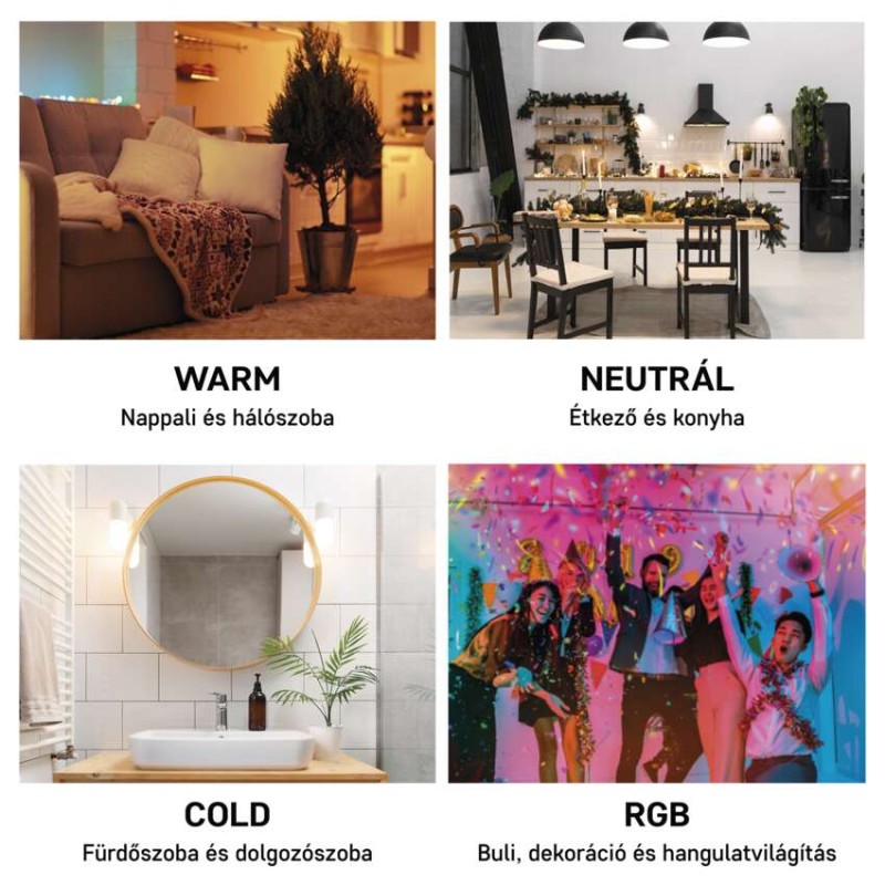 LED izzó GoSmart A60 / E27 / 9 W (60 W) / 806 lm / RGB / dimmelhető / WiFi