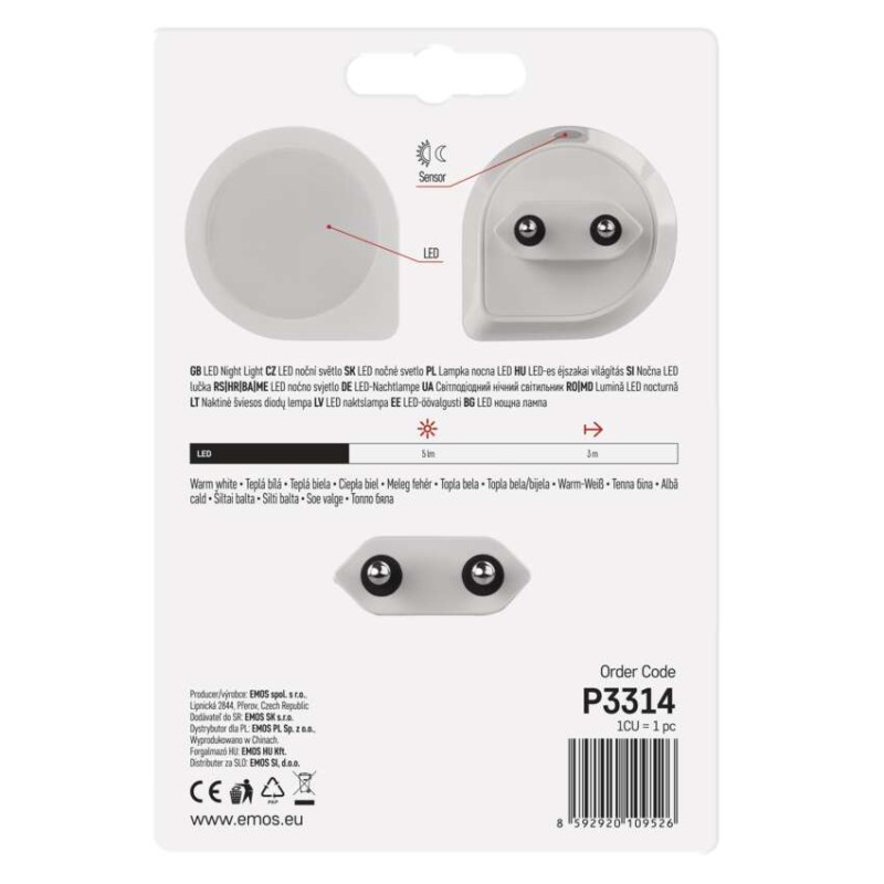 LED naktinis žibintas P3314 su fotojutikliu, prijungiamas
