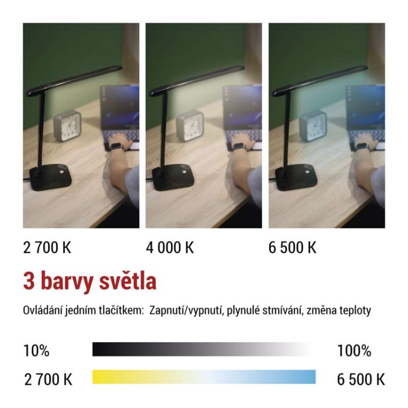 LED stolní lampa CHASE, černá