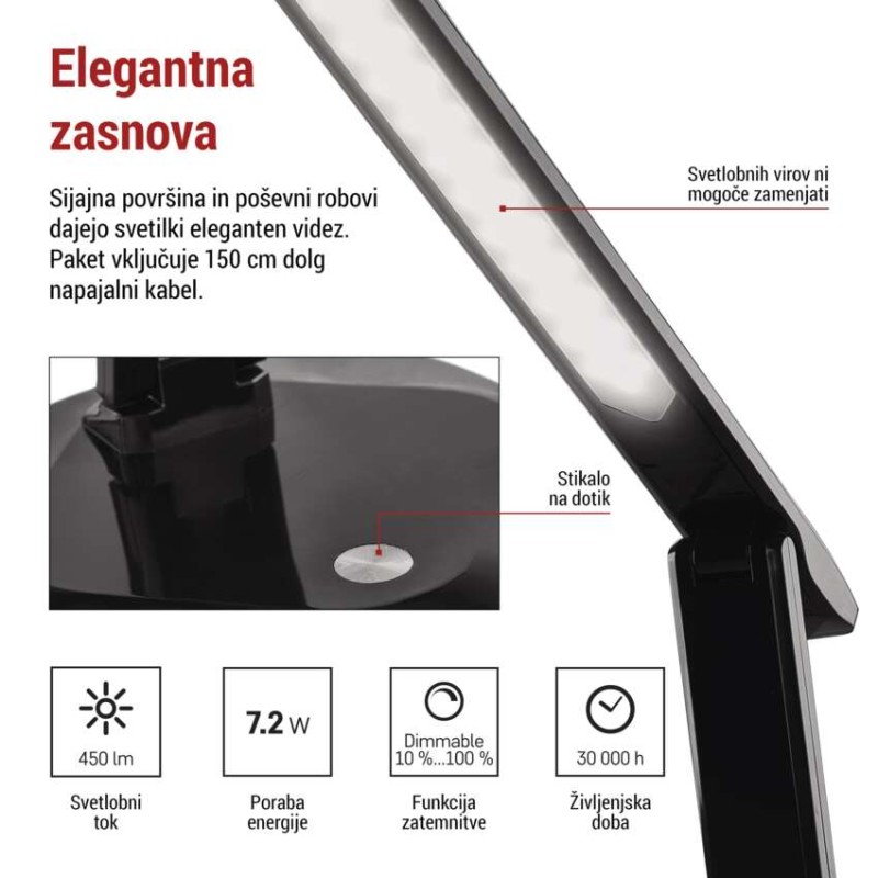 Namizna LED svetilka CHASE črna