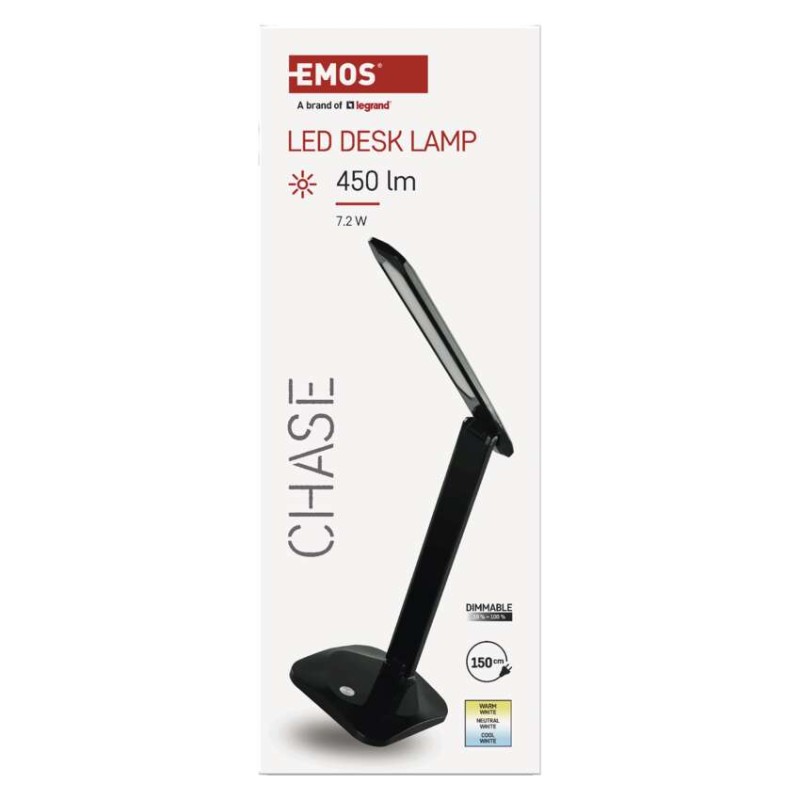 LED stolná lampa CHASE, čierna