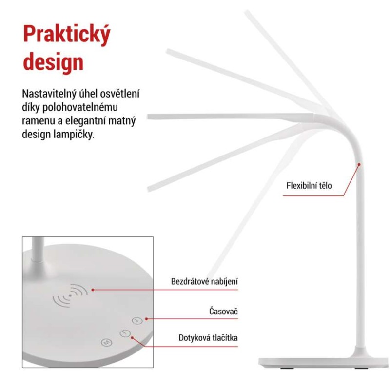 LED stolní lampa OSCAR, bílá